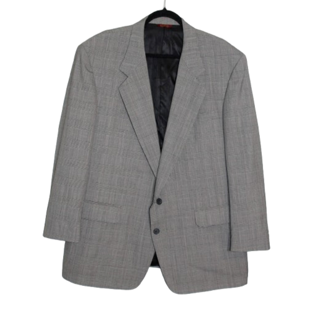 Corbin for Dillard’s Men’s XXL Plaid Wool Blend Blazer Jacket Gray Classic 44R